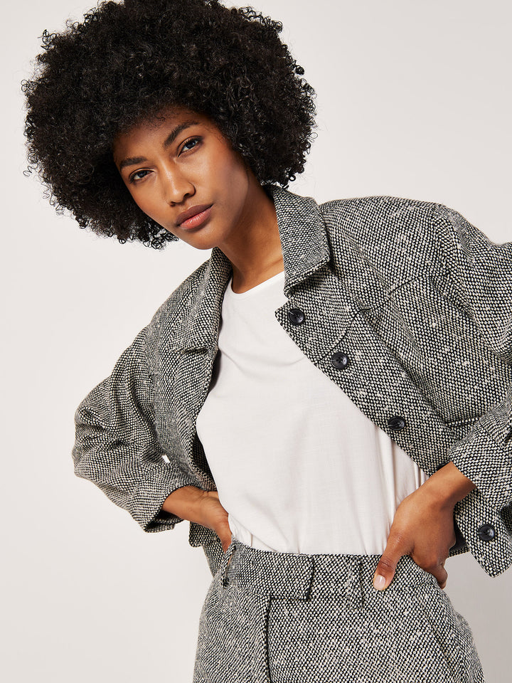 Textured Cropped Shacket | Apricot