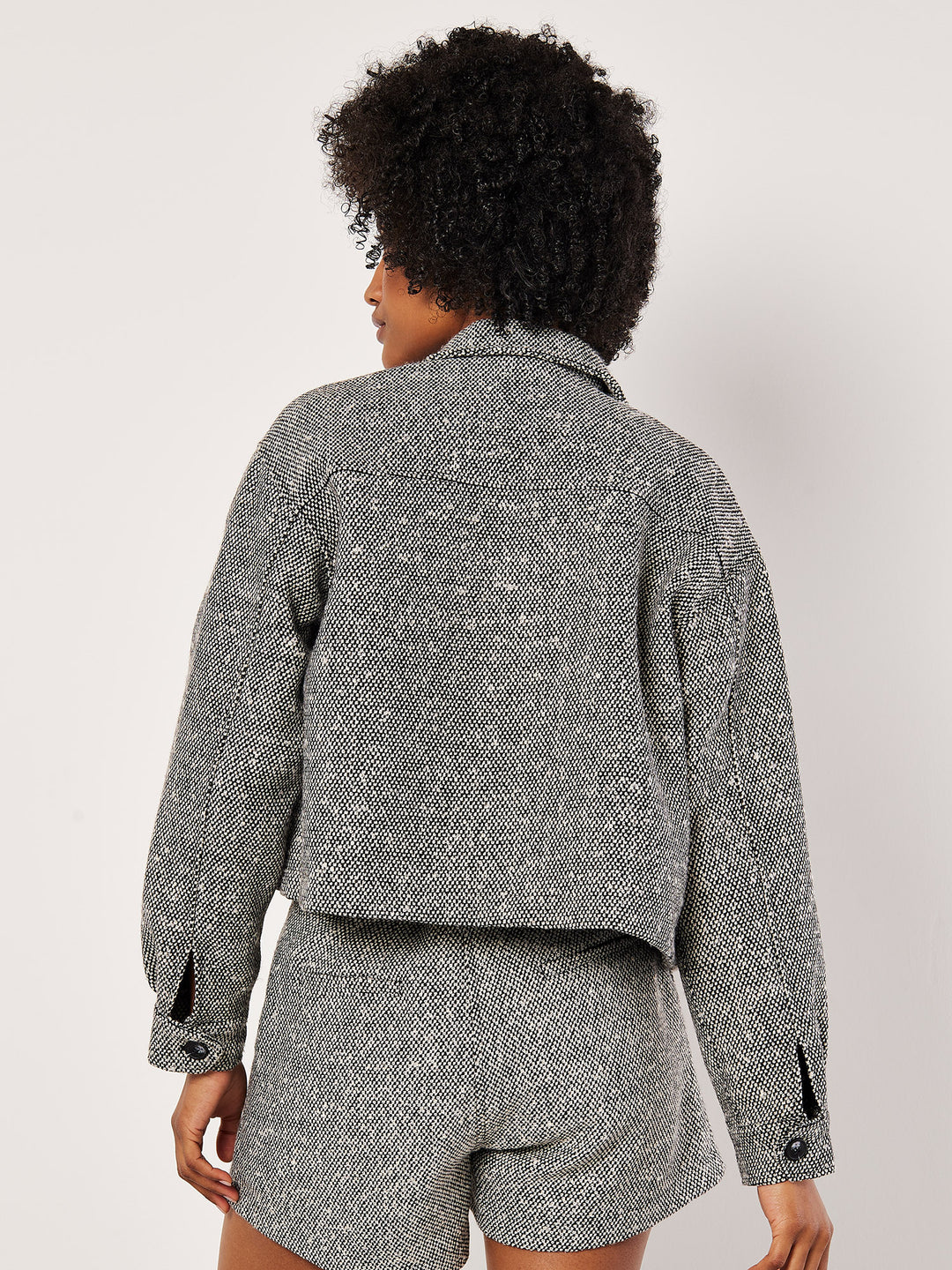 Textured Cropped Shacket | Apricot