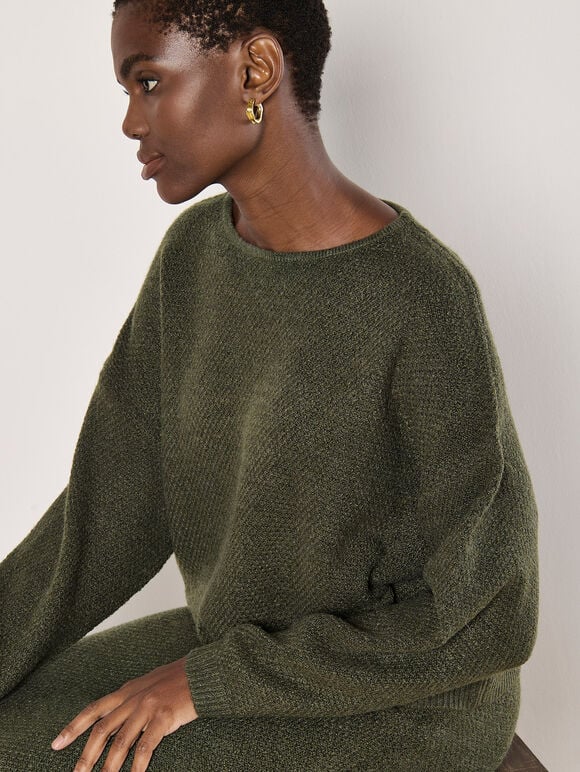 Waffle Knit Batwing Sweater | Apricot