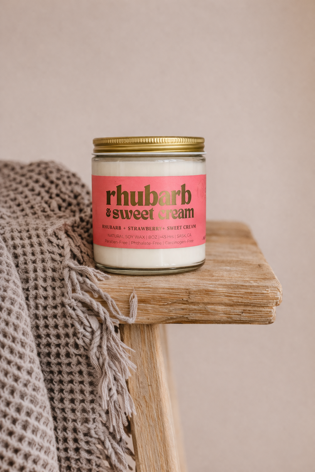 Rhubarb & Sweet Cream Soy Candle | Prairie Creek Candles