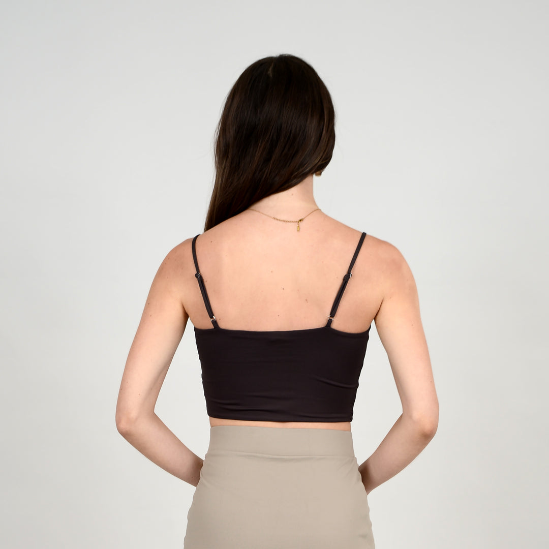 Pera adjustable strap tank in brown. This second skin id by rd style. Jolie folie boutique