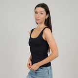 Tanith Double U-neck Tank Top - Black | RD Style