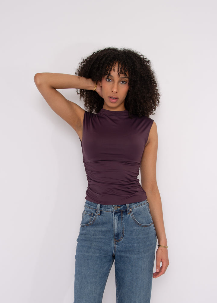 Yve Second Skin Sleeveless Top in Deep Plum | RD Style