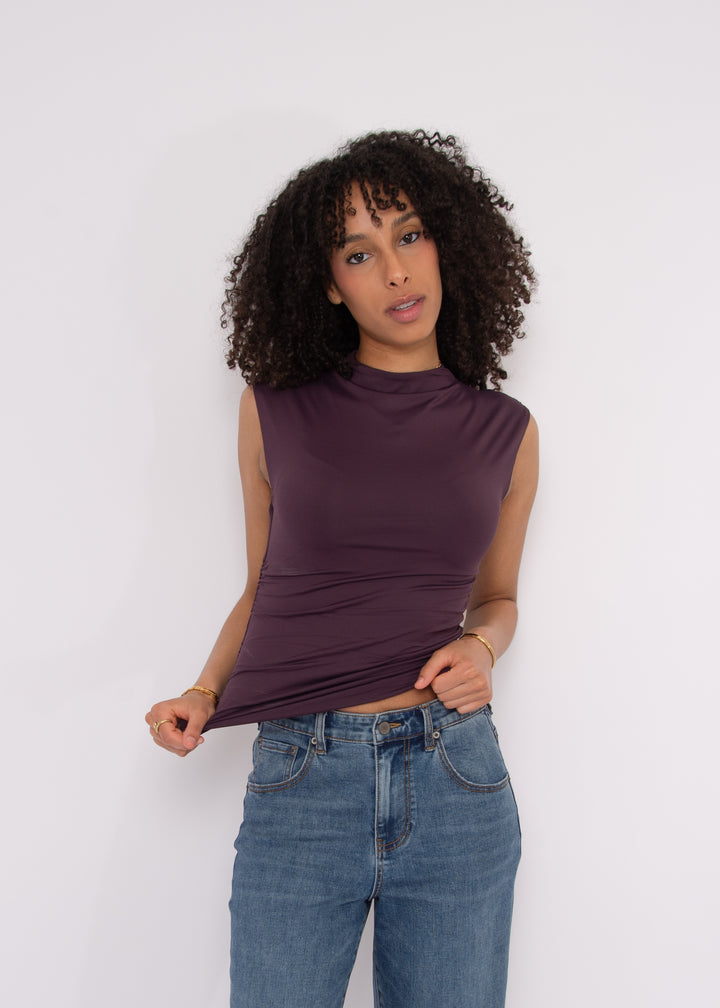 Yve Second Skin Sleeveless Top in Deep Plum | RD Style