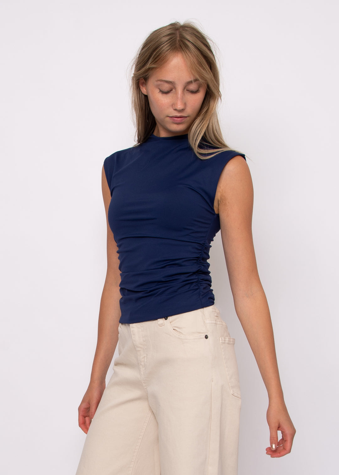 Yve Second Skin Sleeveless Top in Navy | RD Style