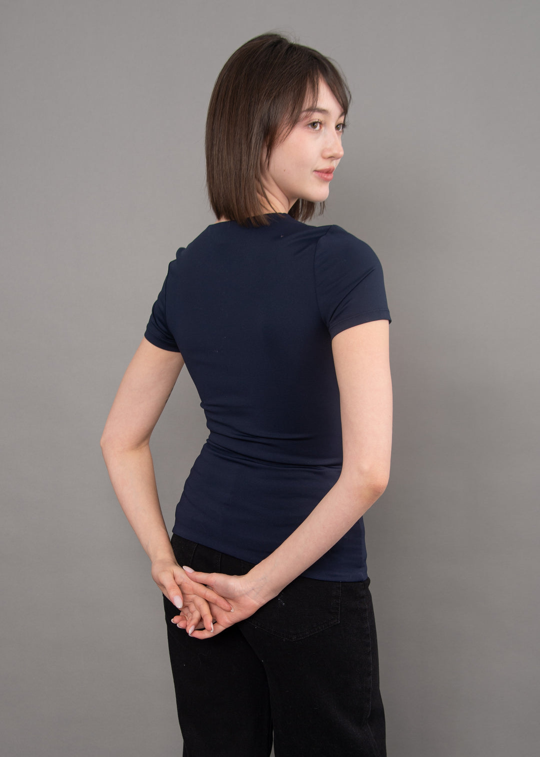 Roxi Second Skin Short Sleeve Top in Navy | RD Style
