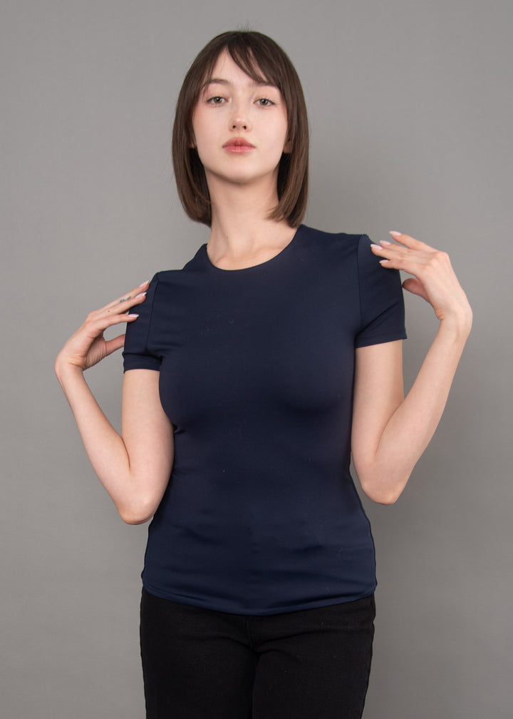 Roxi Second Skin Short Sleeve Top in Navy | RD Style