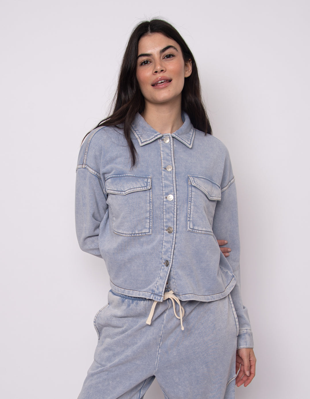 Nara Denim Look French Terry Jacket | RD Style