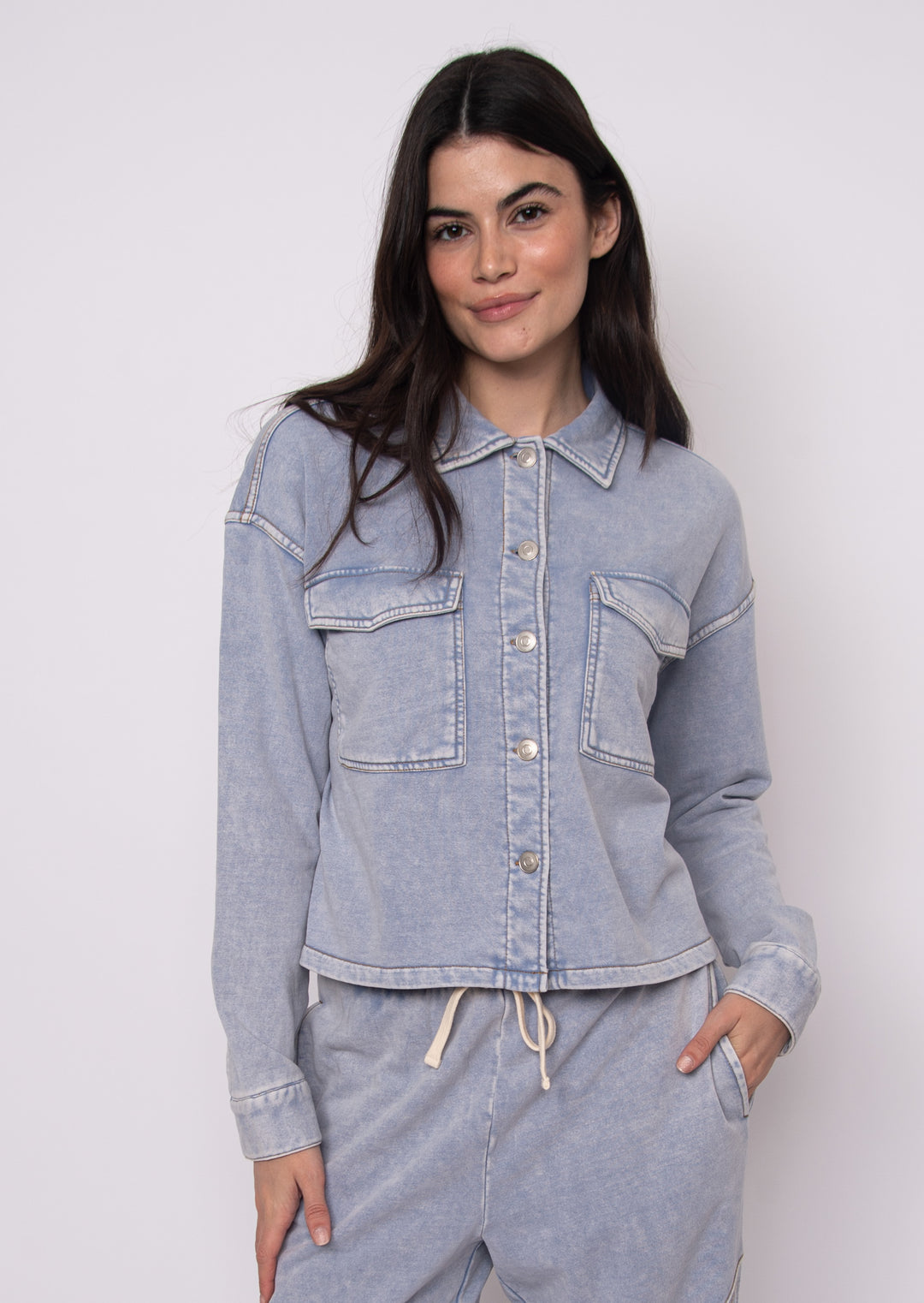 Nara Denim Look French Terry Jacket | RD Style