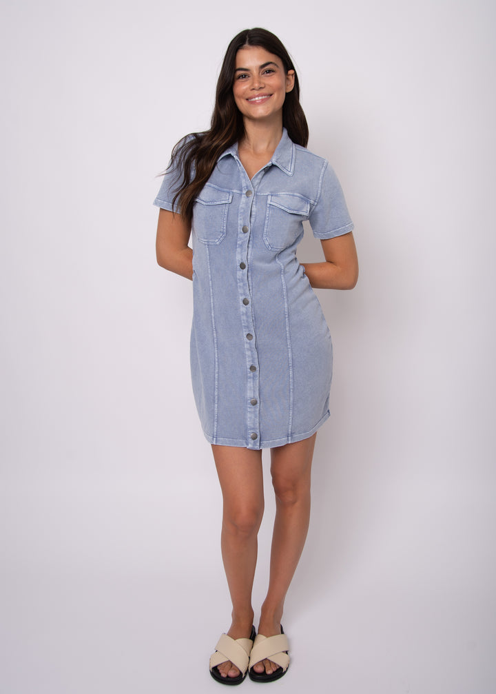 Jess French Terry Denim Mini Dress | Rd Style