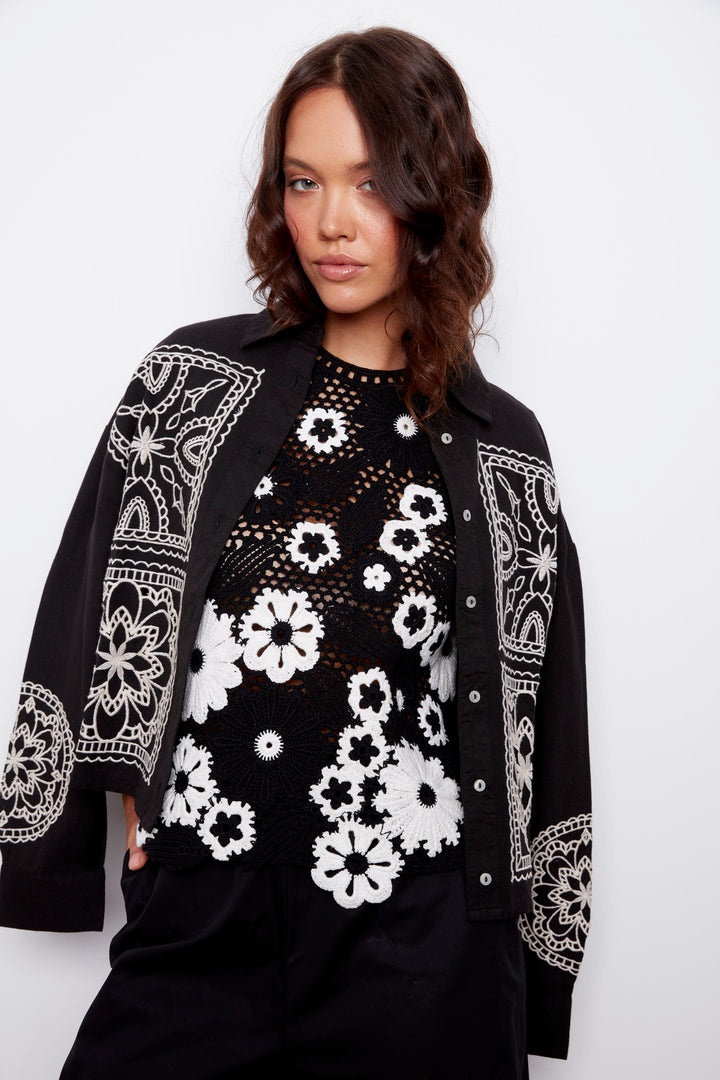Yuna Cotton Linen Embroidered Top | RD Style