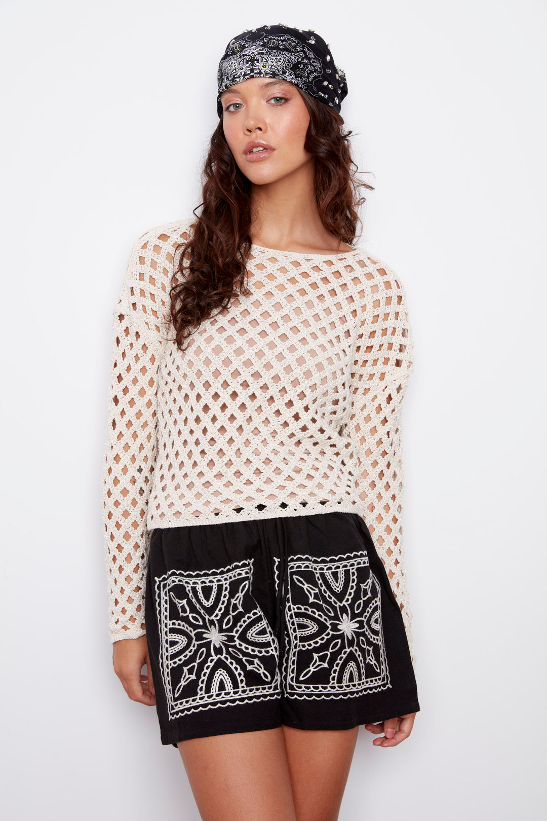 Lulu Emboidered Cotton Linen Short | RD Style