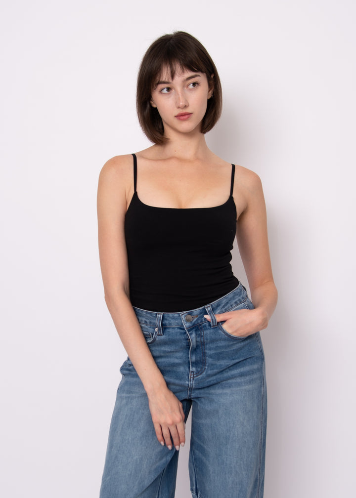 Rila Cotton Core Strappy Tank – Black | RD Style