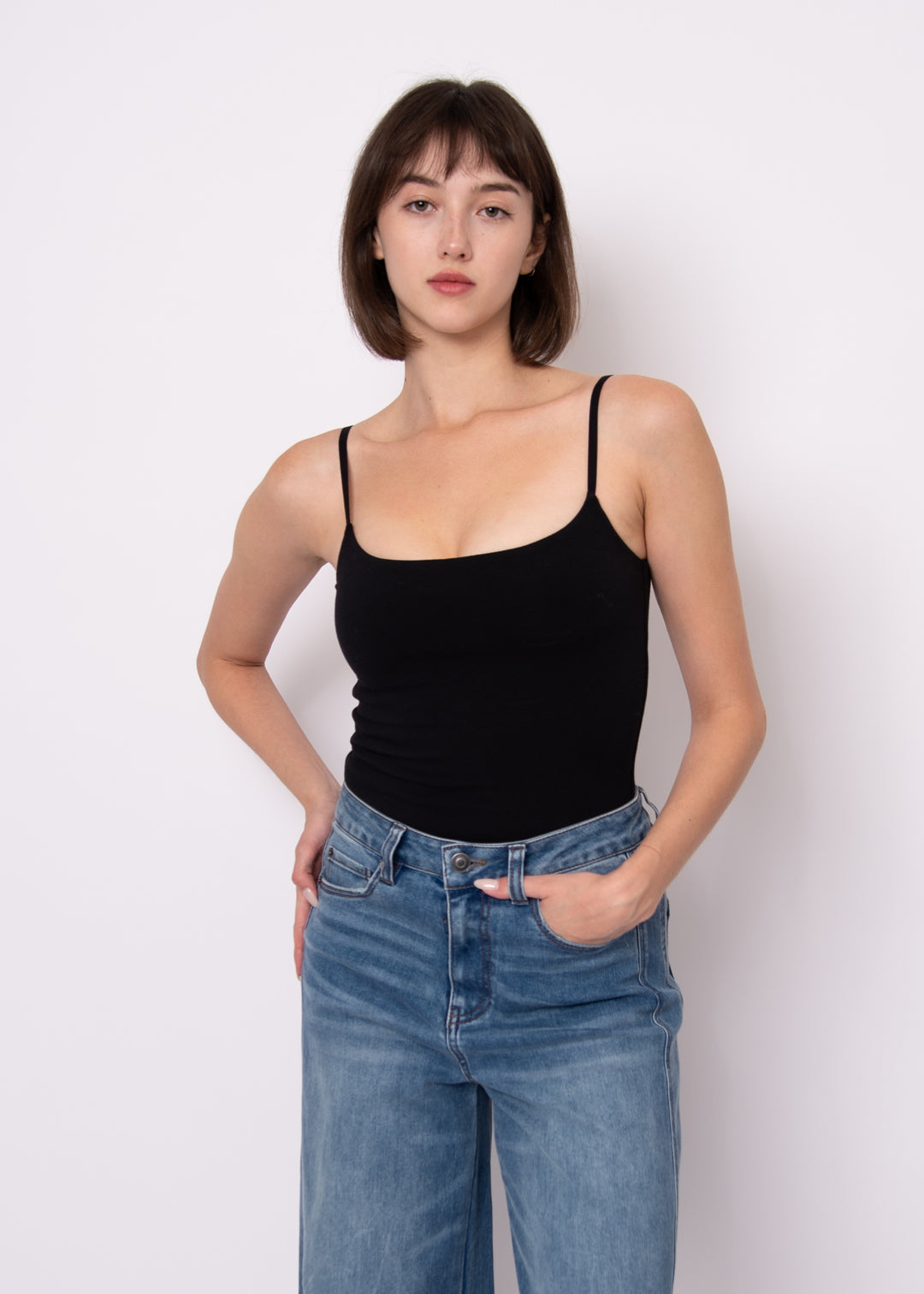 Rila Cotton Core Strappy Tank – Black | RD Style
