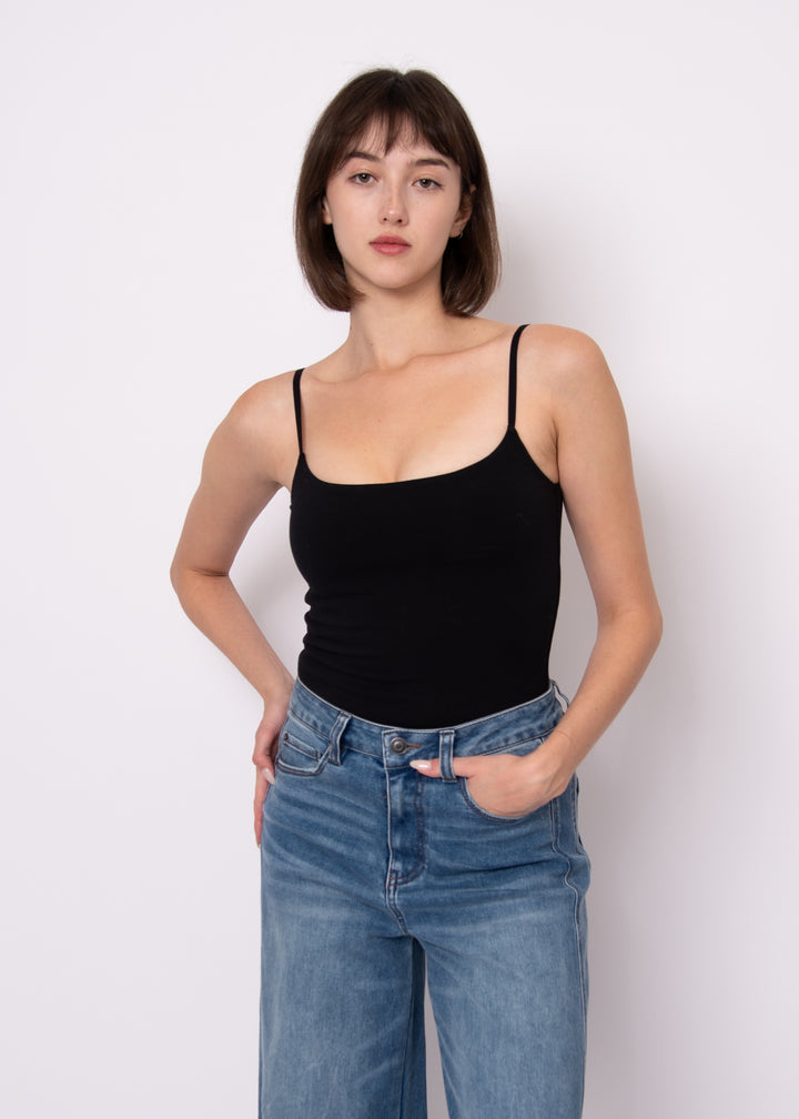 Rila Cotton Core Strappy Tank – Black | RD Style