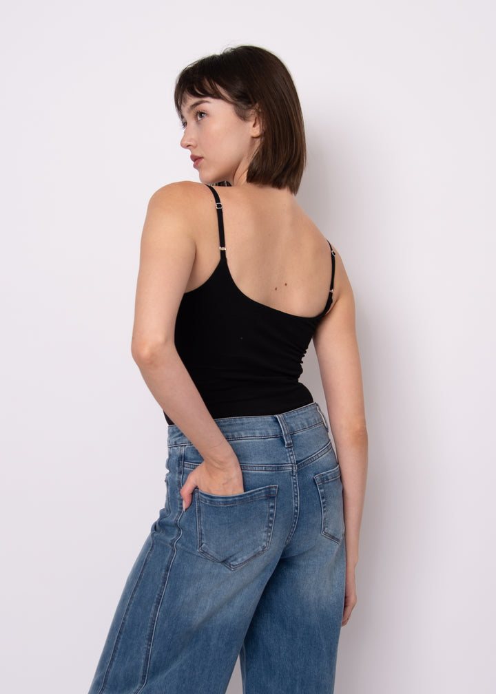 Rila Cotton Core Strappy Tank – Black | RD Style