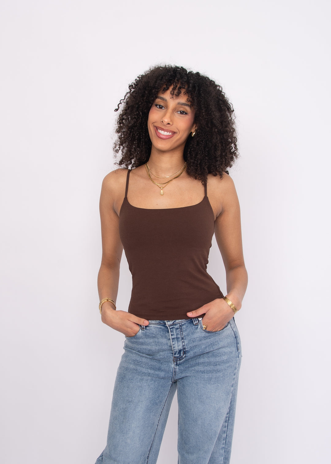 Rila Cotton Core Strappy Tank – Mocha | RD Style