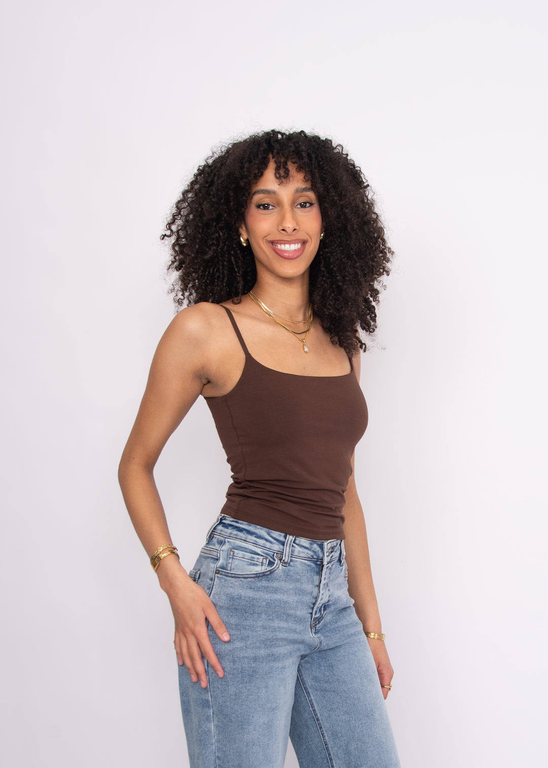 Rila Cotton Core Strappy Tank – Mocha | RD Style