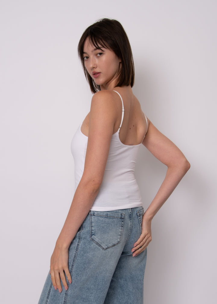 Rila Cotton Core Strappy Tank – White | RD Style