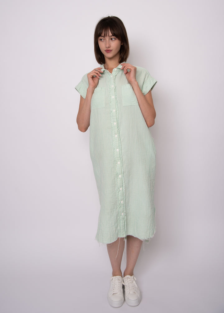 Aira Mint Striped Gauze Shirt Dress | RD Style