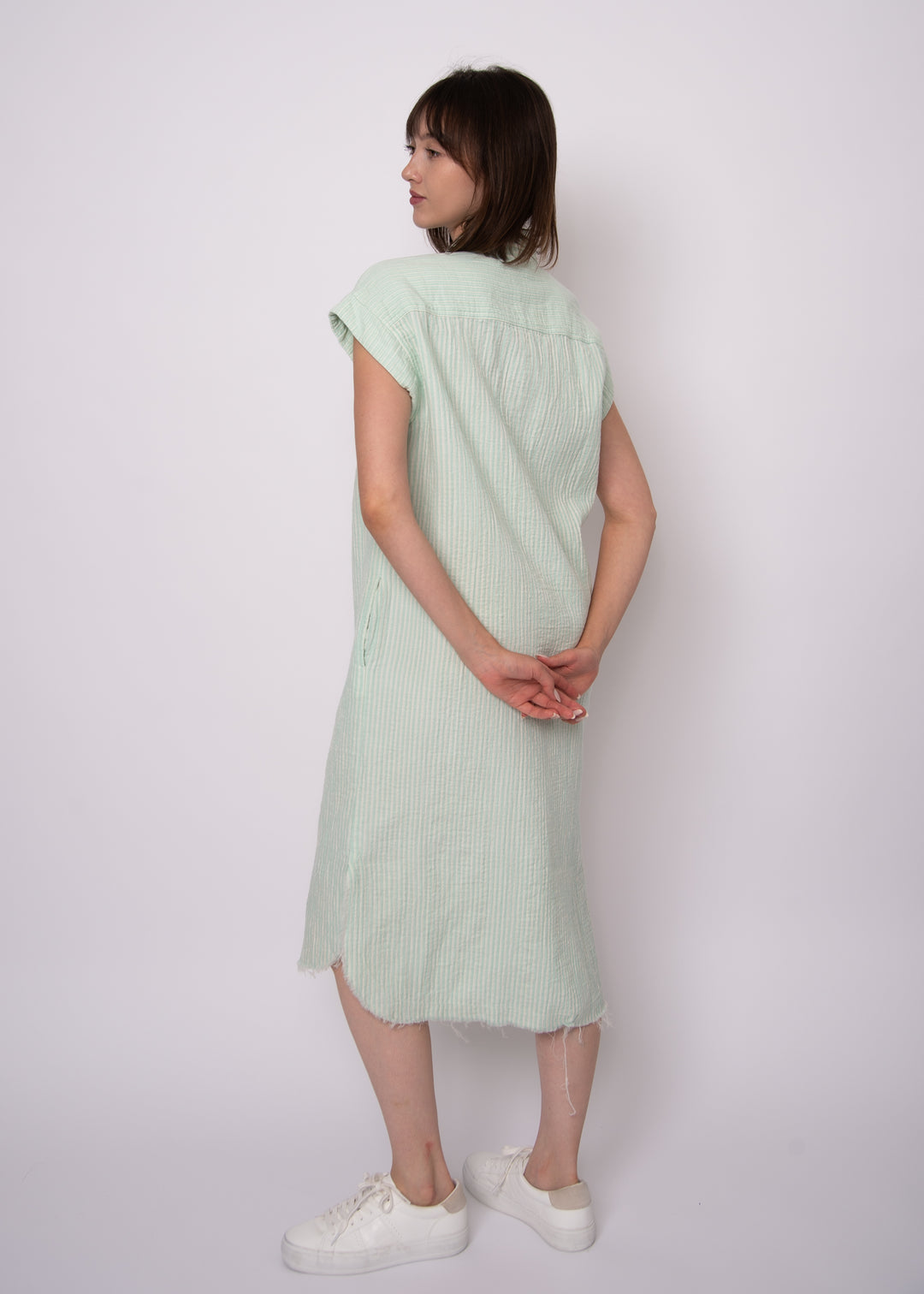 Aira Mint Striped Gauze Shirt Dress | RD Style