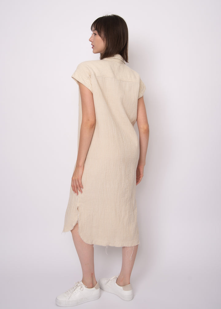 Aira Stone Striped Gauze Shirt Dress | RD Style
