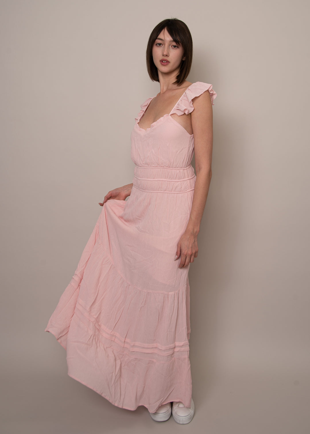 Aerie Ruffle Pink Maxi Dress | RD Style