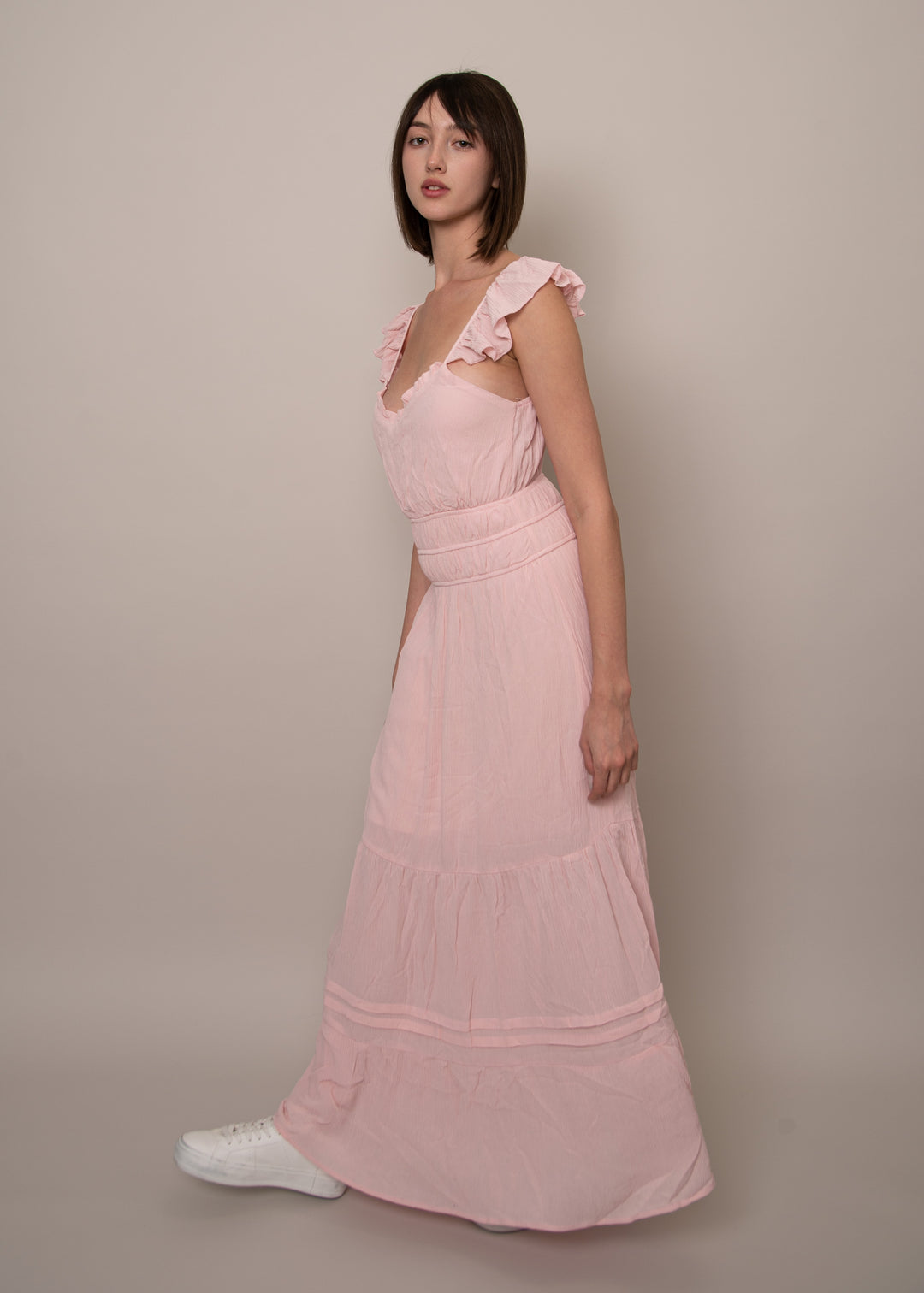 Aerie Ruffle Pink Maxi Dress | RD Style