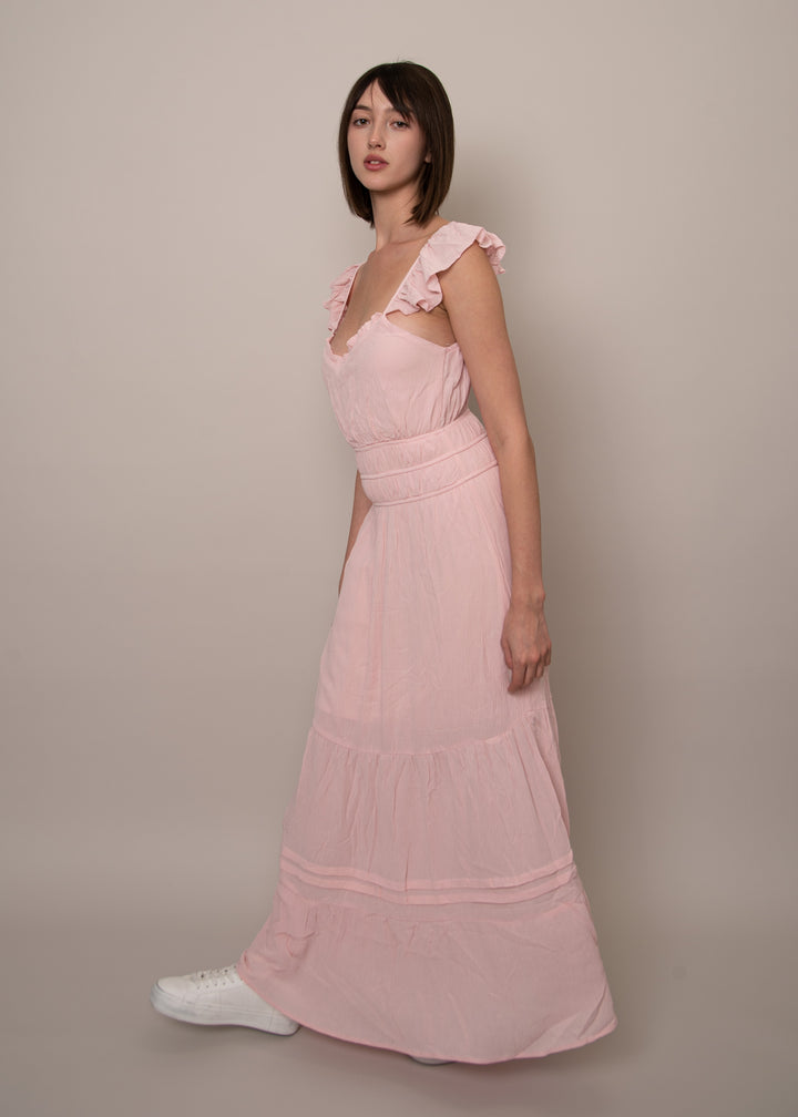 Aerie Ruffle Pink Maxi Dress | RD Style