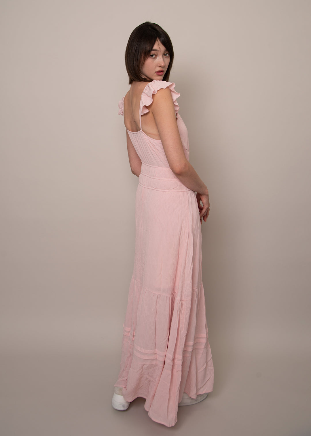 Aerie Ruffle Pink Maxi Dress | RD Style
