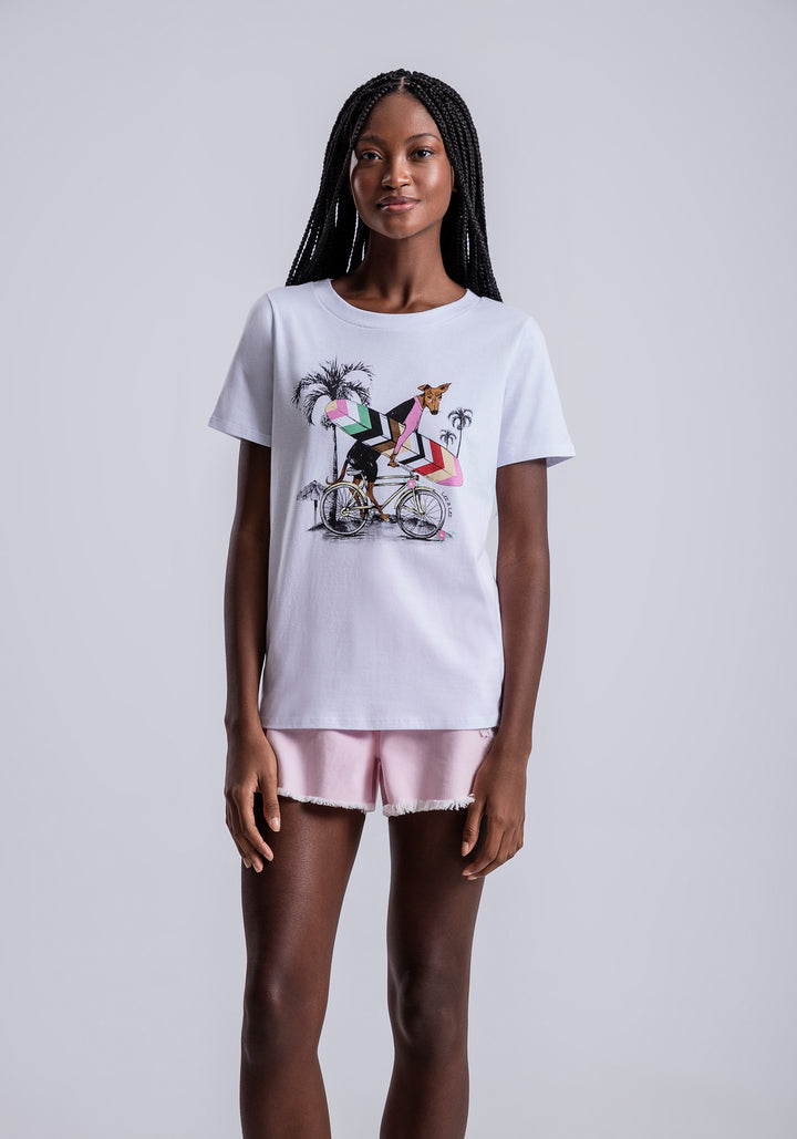 T-shirt graphique Surf Dog - Blanc | Lez A Lez - Liquidation