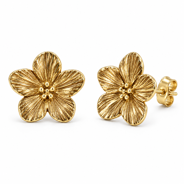 Flower Stud Gold Earrings | Alysha James Jewelry