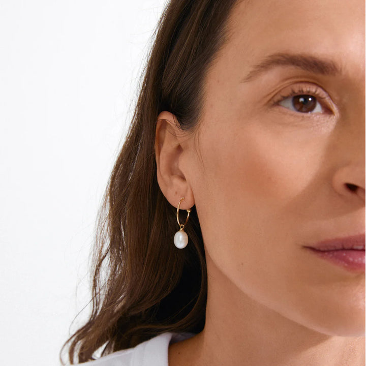 Elia Pearl Hoop Earrings in Gold | Pilgrim