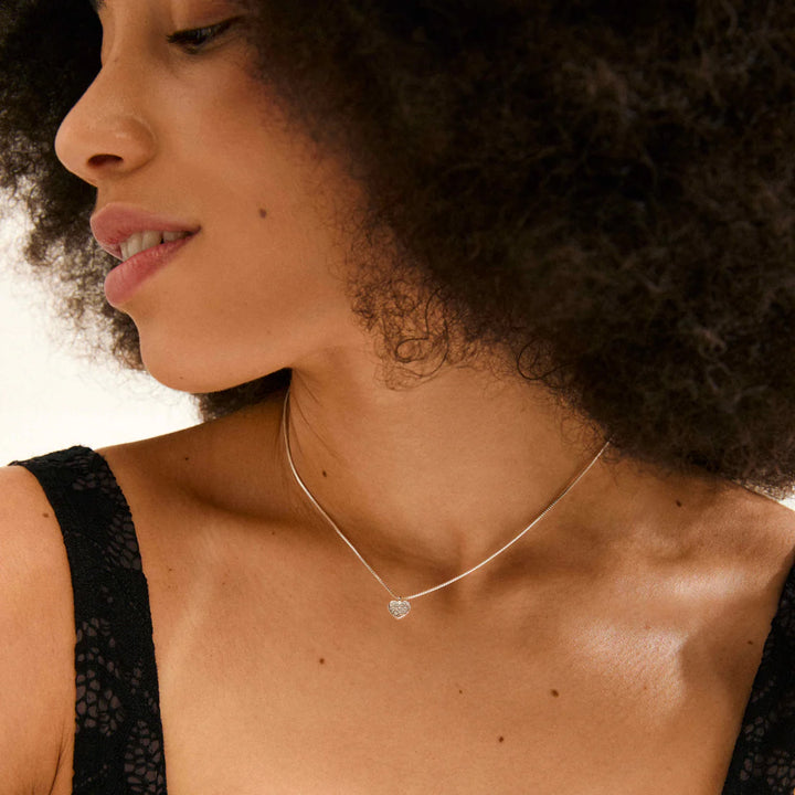 Emmett Crystal Heart Necklace - Silver | Pilgrim