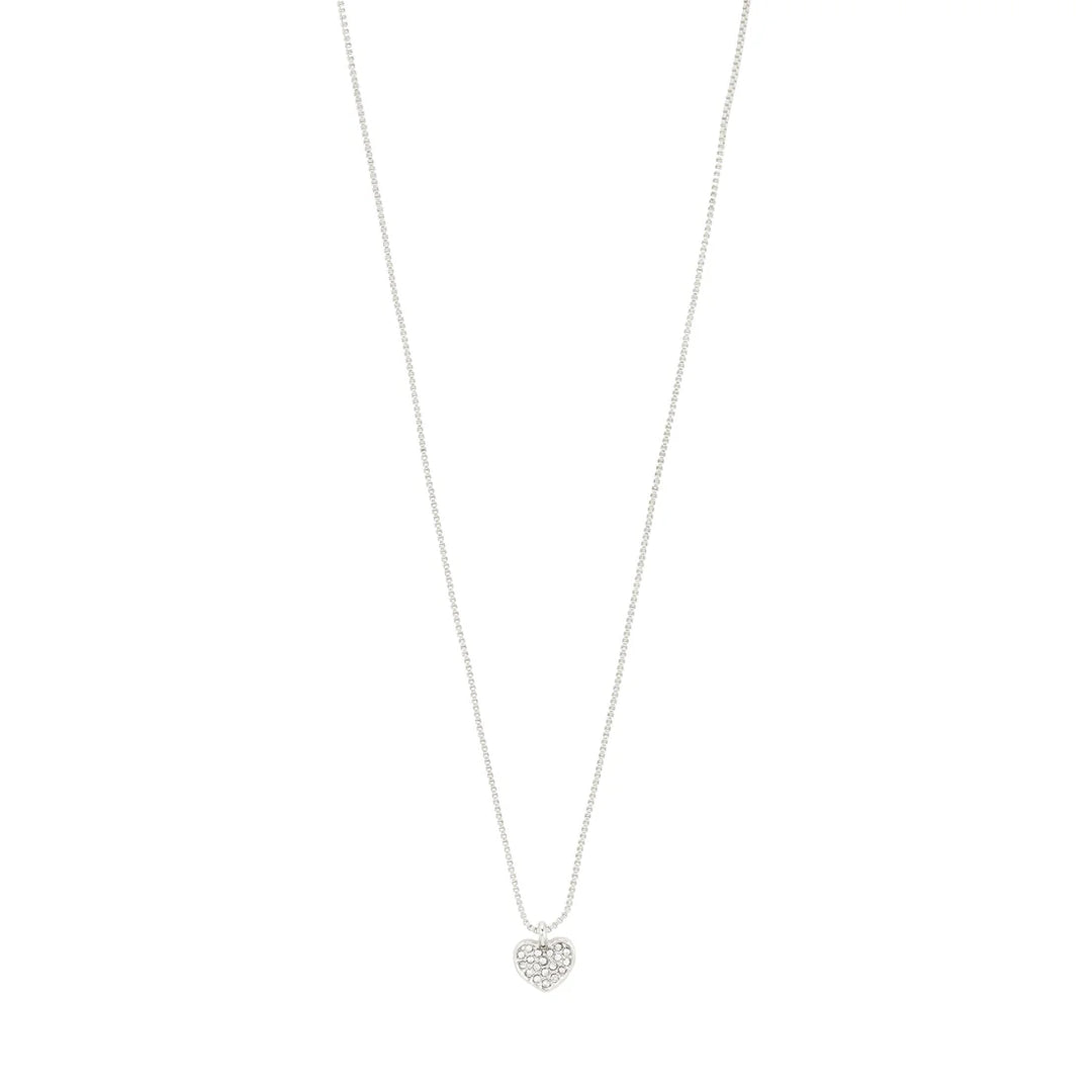 Emmett Crystal Heart Necklace - Silver | Pilgrim