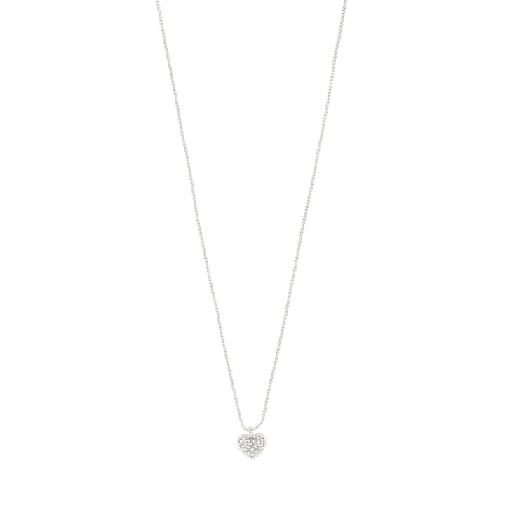 Emmett Crystal Heart Necklace - Silver | Pilgrim