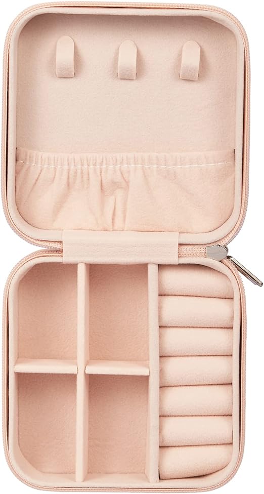 Vegan Leather Small Travel Jewelry Box - Pink | Jolie Folie