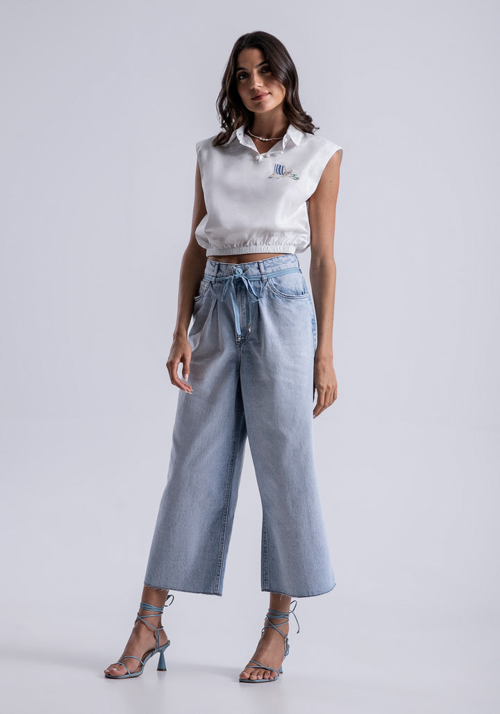 Embroidered Polo Crop Top | Lez A Lez - Clearance
