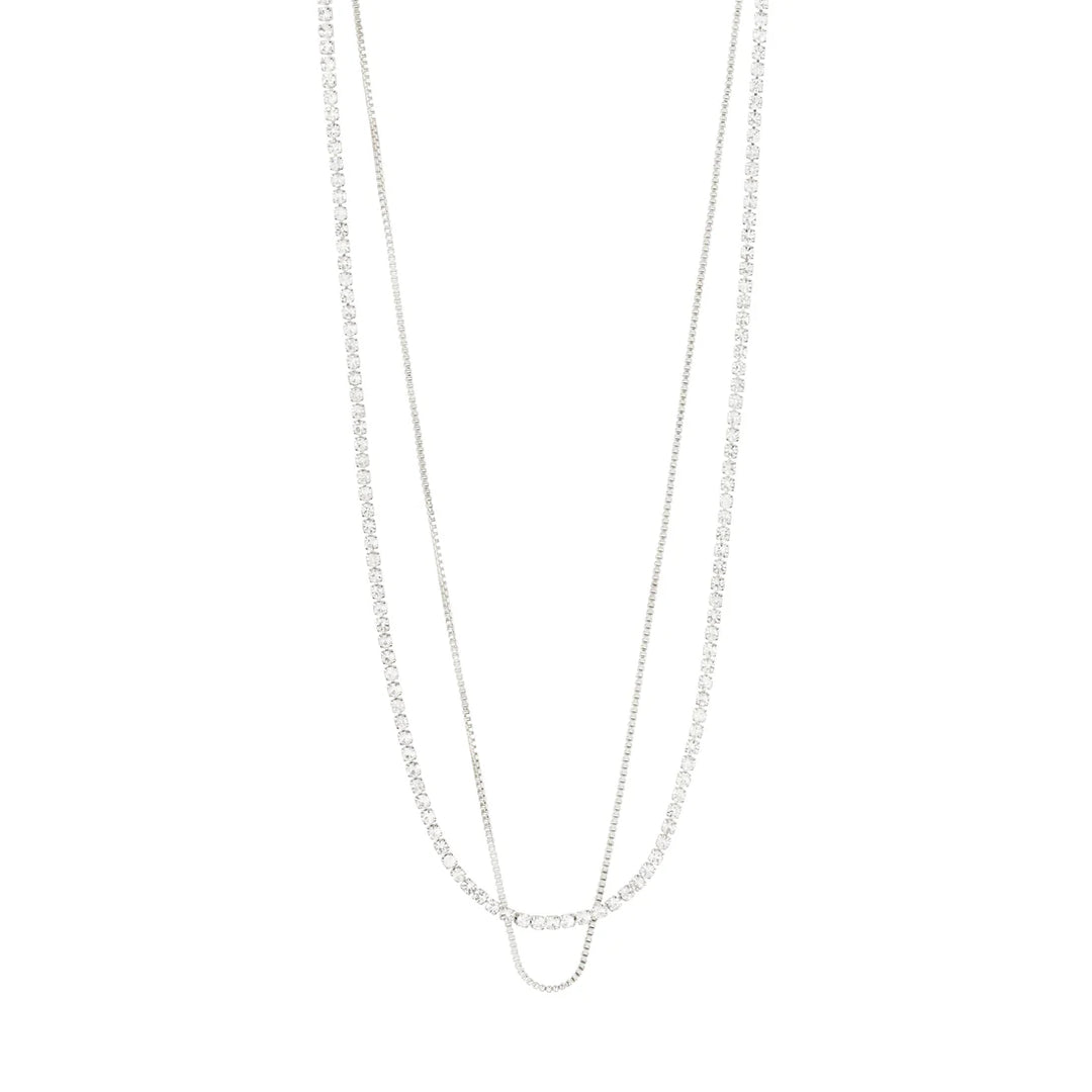 MILLE Crystal Necklace 2-In-1 in Silver | Pilgrim