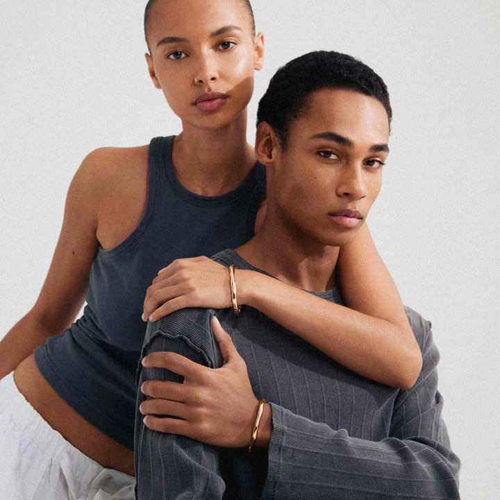 HARRISON Wavy Bangle in Gold | Pilgrim
