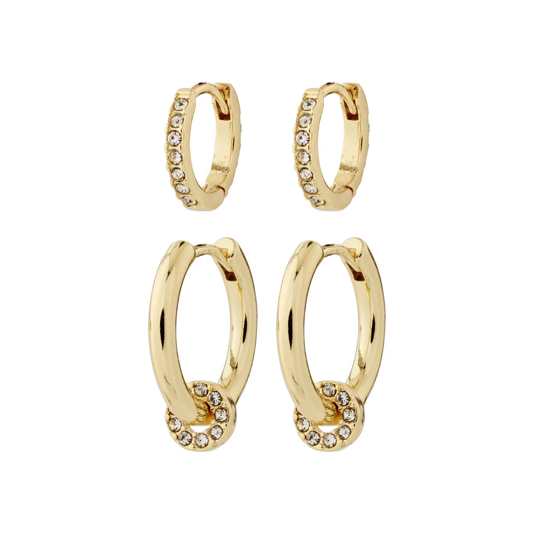 Scottie Hoops 2-in-1 Earrings Set - Gold | Pilgrim