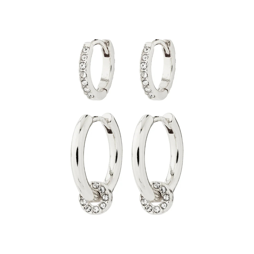 Scottie Hoops 2-in-1 Earrings Set - Silver | Pilgrim