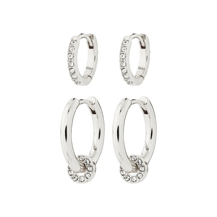 Scottie Hoops 2-in-1 Earrings Set - Silver | Pilgrim