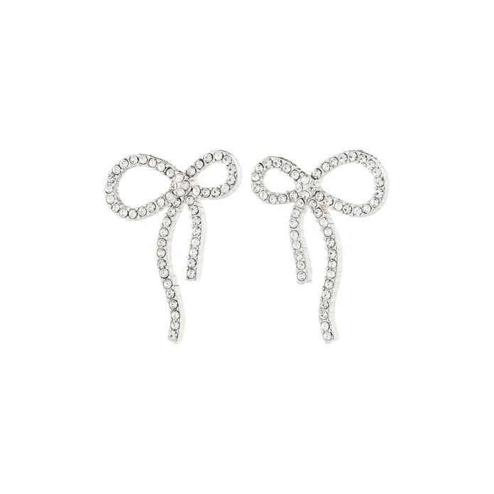JOLANTA Bow Crystal Earrings in Silver | Pilgrim