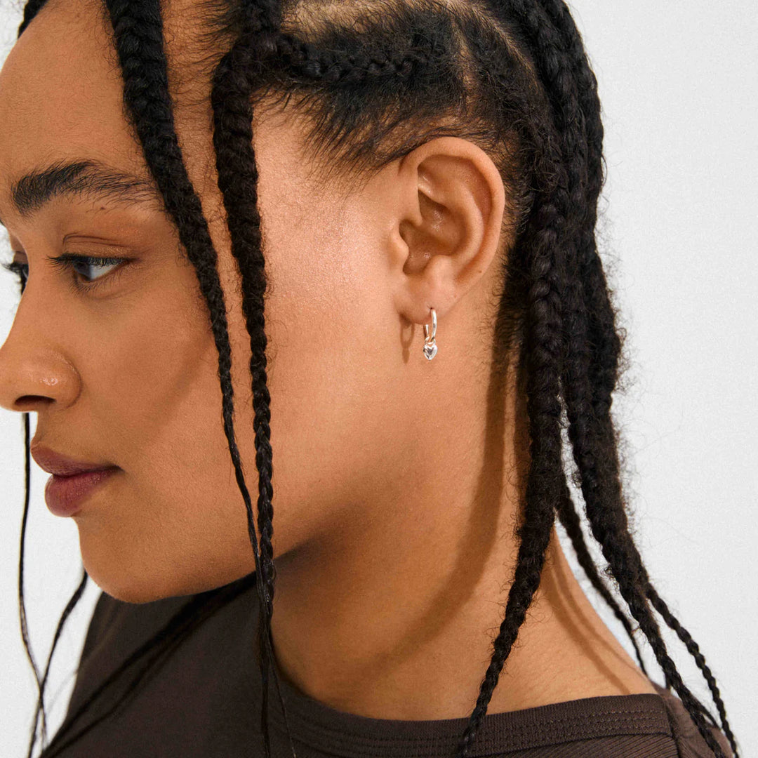 Alaia Heart Huggie Hoop Earrings - Silver | Pilgrim