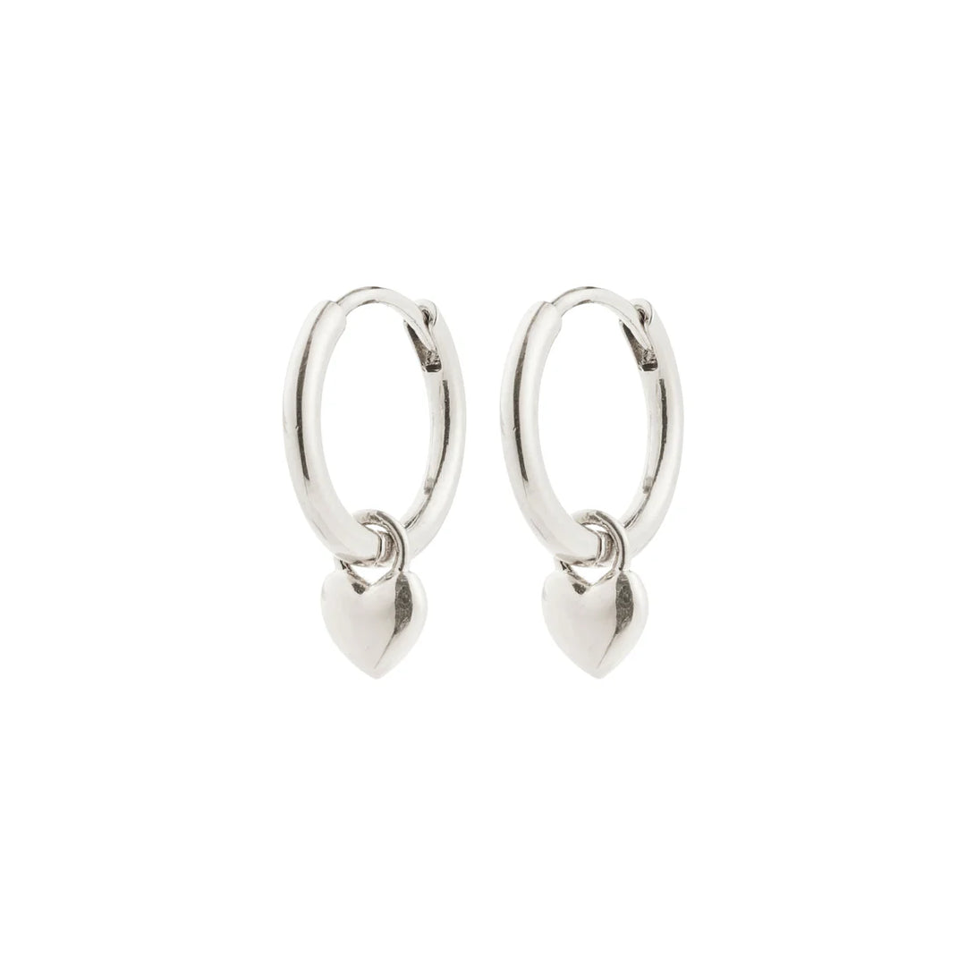 Alaia Heart Huggie Hoop Earrings - Silver | Pilgrim