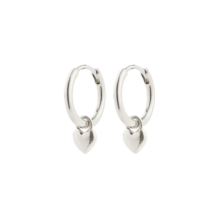 Alaia Heart Huggie Hoop Earrings - Silver | Pilgrim