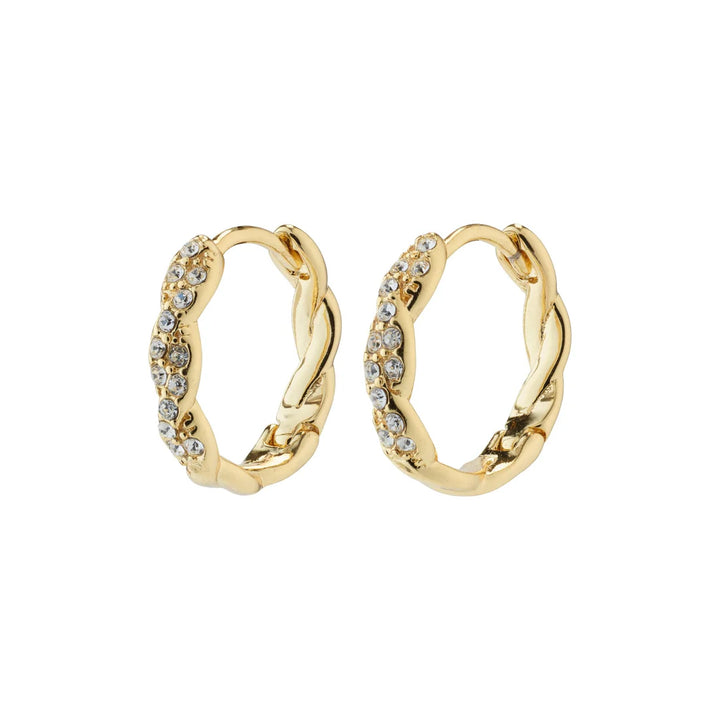 Ezo Small Twirled Crystal Hoops - Gold | Pilgrim