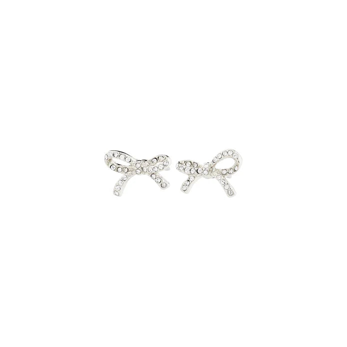 CATHARINA Bow Crystal Stud Earrings in Silver | Pilgrim