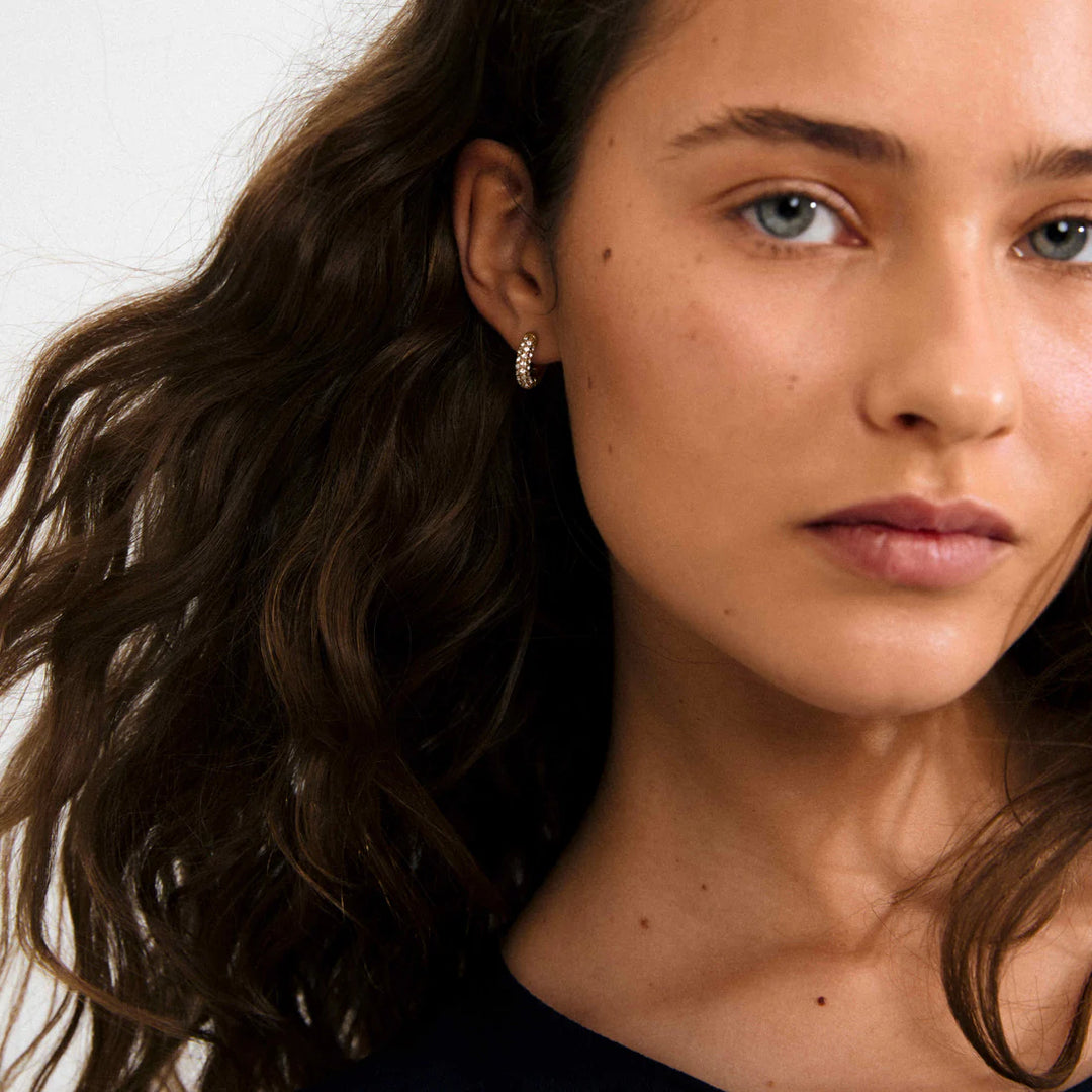 Tatum Small Crystal Hoop Earrings - Gold | Pilgrim
